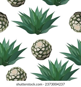 A seamless pattern of Agave isolated on a white background. vector illustration.