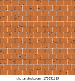 Seamless Pattern - Aged stone wall pattern on grey mortar background.