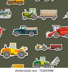 Seamless pattern with agricultural machinery for your design