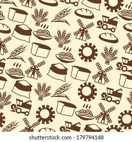 Seamless pattern with agricultural objects.
