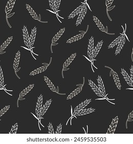 seamless pattern agriculture wheat black background
