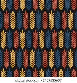 seamless pattern agriculture wheat color   dark background