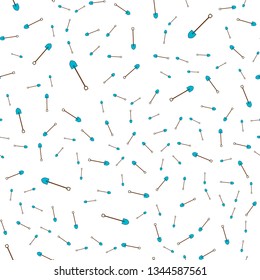 Seamless pattern of agro building icons with beautiful sharp bayonet shovels with wooden handles for digging the ground. Garden tools on a white background. Vector illustration.