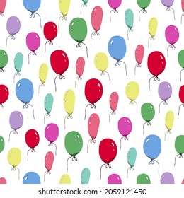 Seamless pattern with air balloons. Handmade vector illustration for festive design. Doodle style.