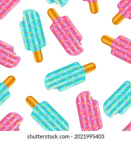 Seamless pattern air mattresses ice cream. Vector graphics.