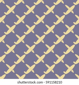 Seamless pattern of aircraft planes in the sky. Can be used for wallpaper, fabrics, packaging.