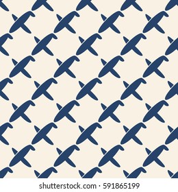 Seamless pattern of aircraft planes in the sky. Can be used for wallpaper, fabrics, packaging.