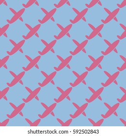 Seamless pattern of aircraft planes in the sky. Can be used for wallpaper, fabrics, packaging.
