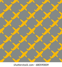 Seamless pattern of aircraft planes in the sky. Can be used for wallpaper, fabrics, packaging.