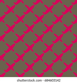 Seamless pattern of aircraft planes in the sky. Can be used for wallpaper, fabrics, packaging.