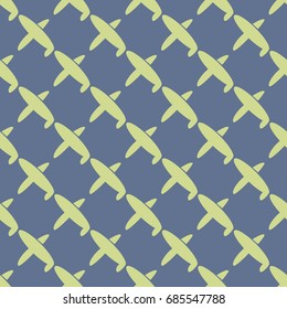 Seamless pattern of aircraft planes in the sky. Can be used for wallpaper, fabrics, packaging.