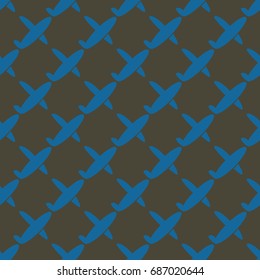 Seamless pattern of aircraft planes in the sky. Can be used for wallpaper, fabrics, packaging.