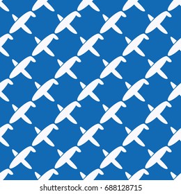 Seamless pattern of aircraft planes in the sky. Can be used for wallpaper, fabrics, packaging.