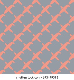 Seamless pattern of aircraft planes in the sky. Can be used for wallpaper, fabrics, packaging.