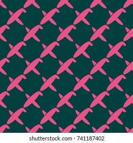 Seamless pattern of aircraft planes in the sky. Can be used for wallpaper, fabrics, packaging.