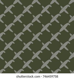 Seamless pattern of aircraft planes in the sky. Can be used for wallpaper, fabrics, packaging.