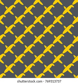 Seamless pattern of aircraft planes in the sky. Can be used for wallpaper, fabrics, packaging.