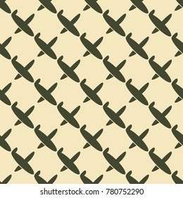 Seamless pattern of aircraft planes in the sky. Can be used for wallpaper, fabrics, packaging.