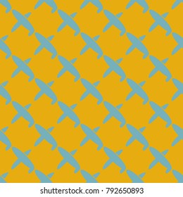 Seamless pattern of aircraft planes in the sky. Can be used for wallpaper, fabrics, packaging.