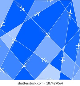 Seamless pattern with airplanes.