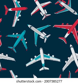 Seamless pattern of airplanes Background wallpaper 