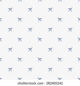 Seamless pattern with airplanes on a gray background. Vector illustration. Editable can be used for web page backgrounds, pattern fills