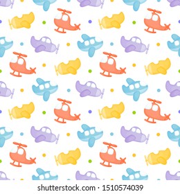 seamless pattern with airplanes on white background. vector Illustration.