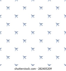 Seamless pattern with airplanes on a white background. Vector illustration. Editable can be used for web page backgrounds, pattern fills