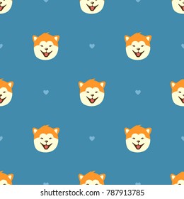 Seamless Pattern with Akita dog