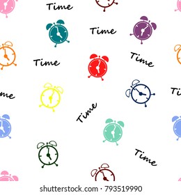 Seamless pattern with alarm clocks. Vector illustration