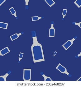 Seamless pattern with alcohol bottles. Vector illustration for bar. Bottle сolorful pattern. 