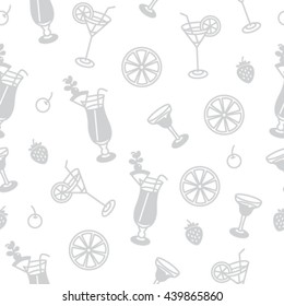 Seamless pattern with alcohol drink glasses, lemon, cherry and strawberry.
Easy to change color. Mask is used.
