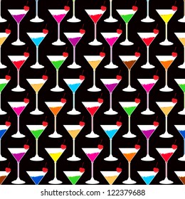  Seamless pattern with alcoholic cocktails