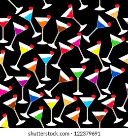  Seamless pattern with alcoholic cocktails