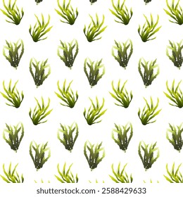 Seamless pattern. Algae. Underwater flora in the gradient. Can be used environmental projects, promotional materials, textbooks, logos and branding.