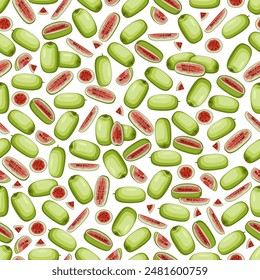 Seamless pattern with Ali Baba Watermelon. Citrullus lanatus. Vegetables. Isolated vector illustration.