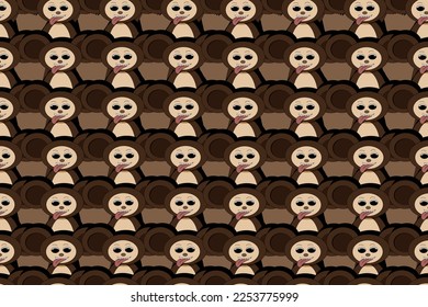 Seamless pattern with alien animal in cut out paper style. Cartoon bear with big ears. Art for children room. Website banner for children's shop. Wallpaper print with exotic animal. 