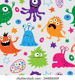 Seamless pattern with alien monsters