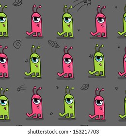 Seamless pattern with aliens
