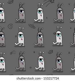 Seamless pattern with aliens