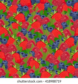 Seamless pattern all berries, vector