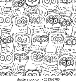 seamless pattern with all owl white