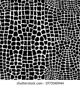 Seamless pattern with alligator or crocodile skin. Animal background. Monochrome leather wallpaper.	