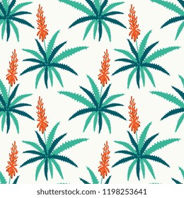 Seamless pattern with aloe flowers