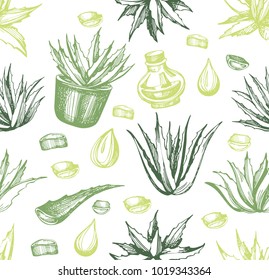 Seamless Pattern With Aloe Vera