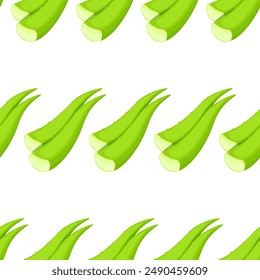 Seamless pattern of aloe vera plant on white background