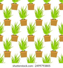 Patrón sin fisuras de Aloe vera en macetas