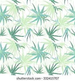 Seamless Pattern With Aloe Vera Tropical Plant. Vector Illustration