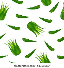 Seamless Pattern Of Aloe Vera.Aloe Vector Illustration.