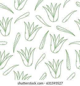 Seamless Pattern Of Aloe Vera.Aloe Vector Illustration.